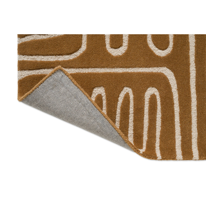 Hollow Handmade Wool Abstract Area Rug, Tan, Runner 2'7'' x 9'10''