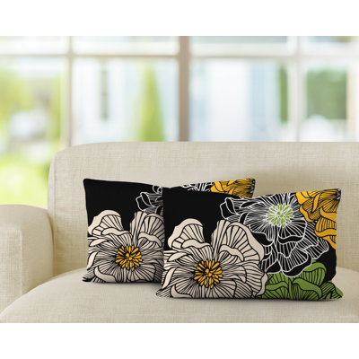 Floral Outdoor Reversible Throw Pillow