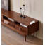 Console de télévision en bois massif de style Mid-Century avec tiroirs géométriques