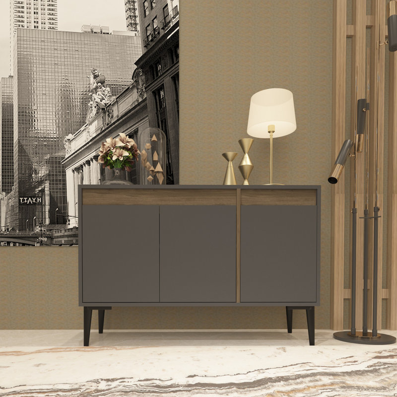 Olivia 75cm Console Table, Anthracite/Walnut