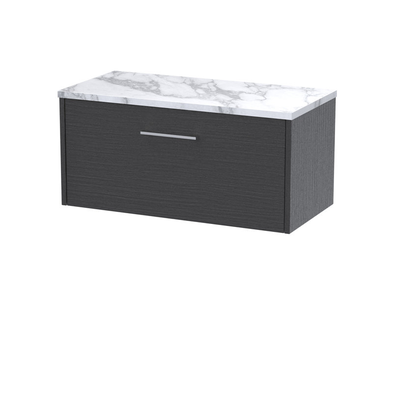 Juno 80.5cm Single Bathroom Vanity Base Only, Graphite Grey Woodgrain