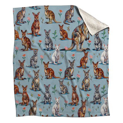 Kangaroo Floral Illustration Blankets