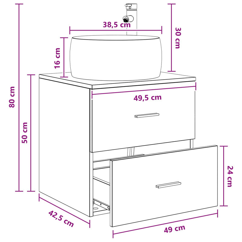 Single Bathroom Vanity with Ceramic Basin, White