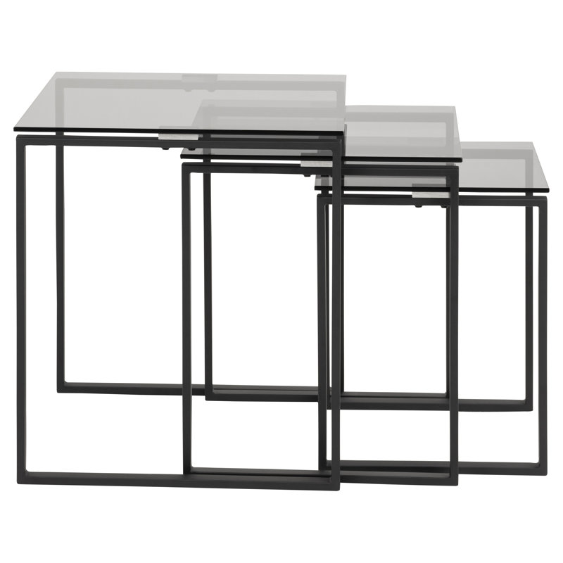 Halycon Glass Top Sled Nesting Tables