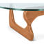 Table basse triangulaire en verre avec base en bois et plateau en verre transparent Mid-Century-757851654