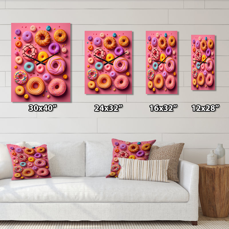 Grande horloge murale Jasmari - Food Donuts, H 32 po x l 16 po x P 1 po