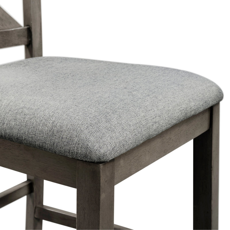 Ensemble de table de bar en bois à hauteur de comptoir classique avec 2 tabourets et 2 chaises, Gris, Gris