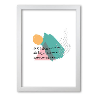 Pink And Teal Mountain Sun Abstract - Print