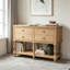 Console rétro avec 4 tiroirs à fermeture en douceur, pieds tournés classiques, structure en bois massif, placage de pin, tablette inférieure épaisse, canapé d'entrée pour le salon, chambre à coucher, couloir