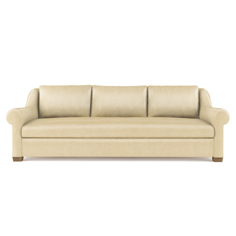 Thompson Rolled Slope-Arm Sofa, Box Weave Linen Alabaster, 32" H x 96" W x 41" D, Weathered