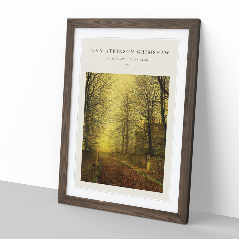 Autumns Golden Glow by John Atkinson Grimshaw - Picture Frame Graphic Art, 36cm H x 27cm W x 2cm D, Walnut Framed