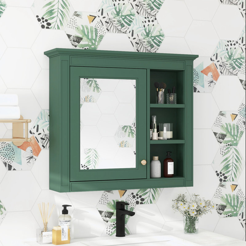 30'' x 28'' Medicine Cabinet, Wall Mounted Bathroom Storage Cabinet, Modern Bathroom Wall Cabinet with Mirror,Medicine Cabinet, Mirror Cabinet with 3 Open Shelves (Not Include Bathroom Vanity )