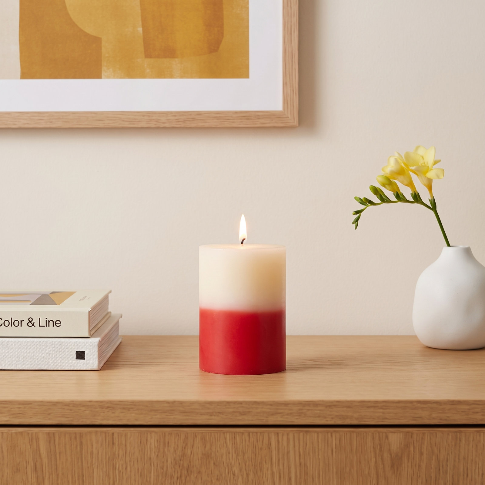 Unscented Pillar Candle, Red
