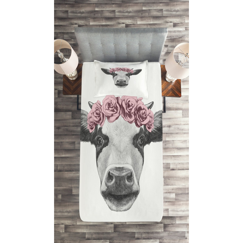 Farmhouse / Country Polyester Coverlet, Twin Bedspread + 1 Sham