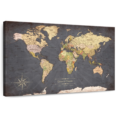 Carte du monde personnalisée «I Push Pin» personnalisée