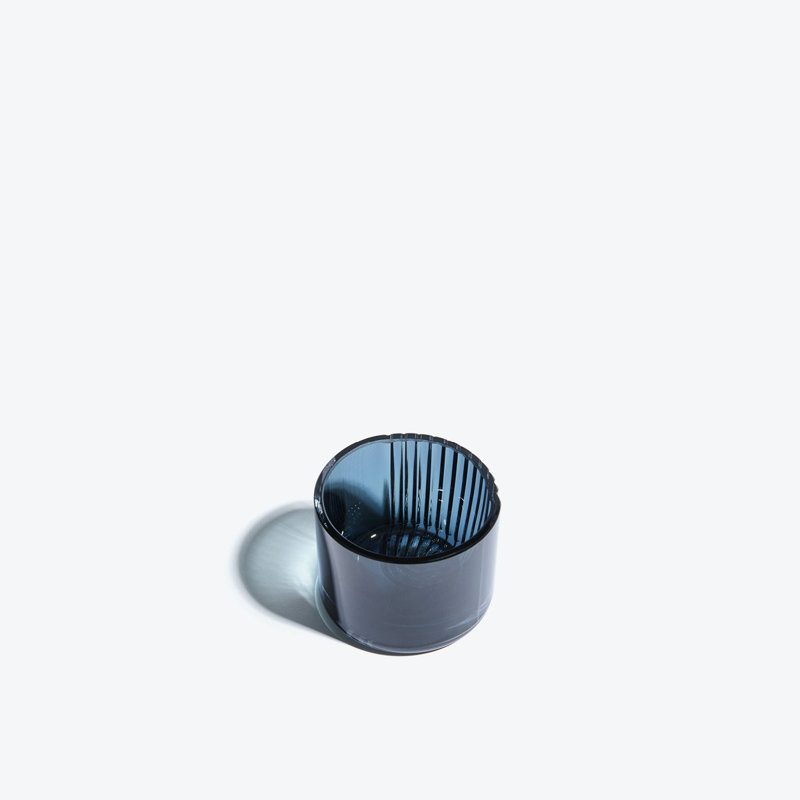 PULSE Tealight Candle Holder, Blue Polished Blown Glass