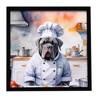 Neapolitan Mastiff The Chef Framed Metal Print