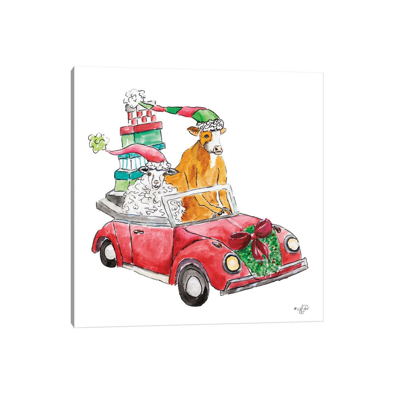 Christmas Car 1 Piece Wrapped Canvas Painting, 30.48 cm H x 30.48 cm W
