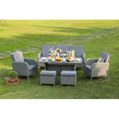 Brixham 7 - Person Patio Conversation Set with Cushions
