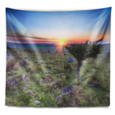 Paysage coucher de soleil sur la tapisserie de bodmin moor