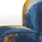 Blue and Yellow Intuitive Expressions I - Velvet Upholstered Contemporary Slipper Chair, Blue Accent Chair