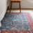 Machine Washable Floral Power Loom Polyester Area Rug in Blue/Red-68308777