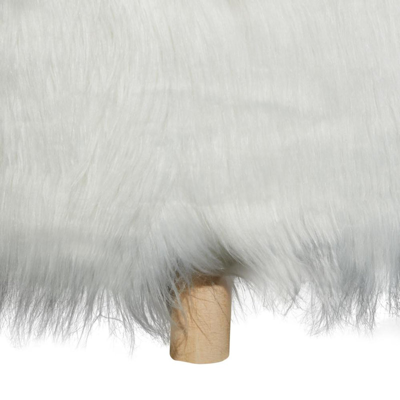 Tabouret en polyester avec fausse fourrure, Blanc