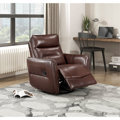 Fauteuil inclinable 1pc avec fauteuil pivotant luxueux en cuir brun rembourré