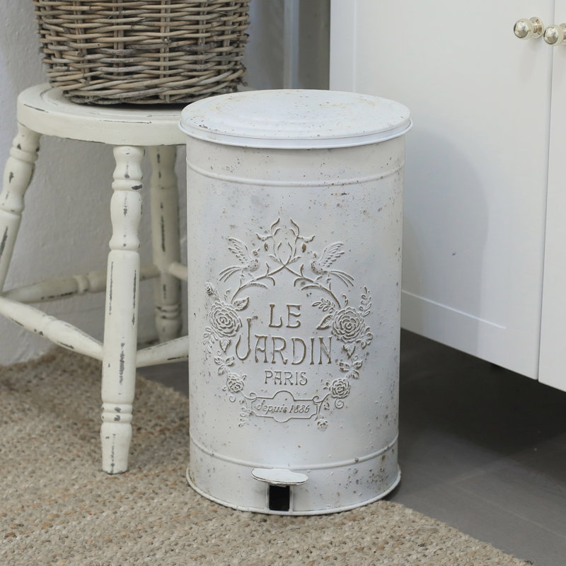 Metal Step On Waste Bin - 17L, White