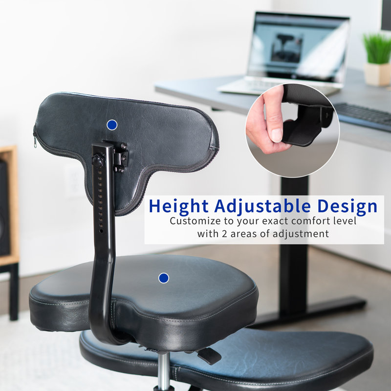 Black Ergonomic Swivel Kneeling Chair with Leather Seat