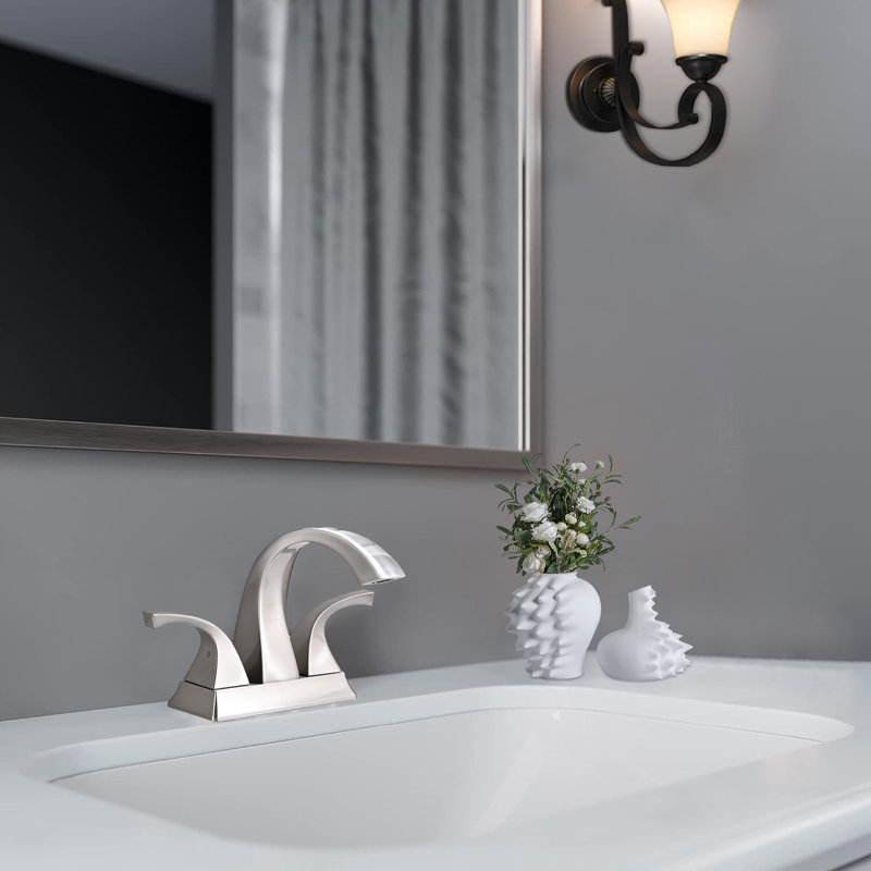 2-handle Bathroom Faucet with Drain Assembly, Brushed Nickel 