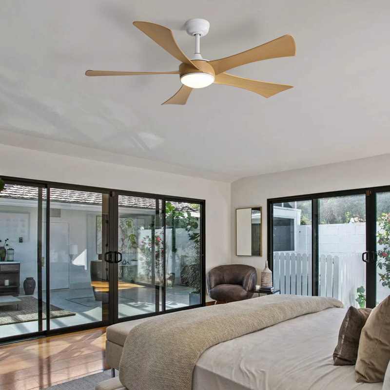 Damecia 52'' 5-Blade Indoor Led Ceiling Fan Light With Remote Control and LED Light, Yellow