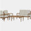 4 Piece Sofa Seating Group with Cushions, Outdoor Acacia Wood Patio Seating Group,Natural+Beige