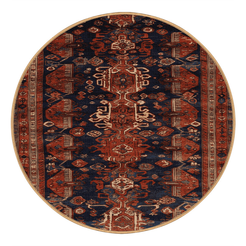 Machine Washable Turkish Brown Area Rug, Round 4'