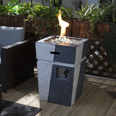 Foyer d'extérieur au propane en béton - profondeur de bol de 2,2 po, bleu, 20 po x 29,1 po, comprend une housse de pluie et un brûleur au gaz pour patio, foyer de 40000 BTU, chaleur de 20 x 20 x 29,1 po,