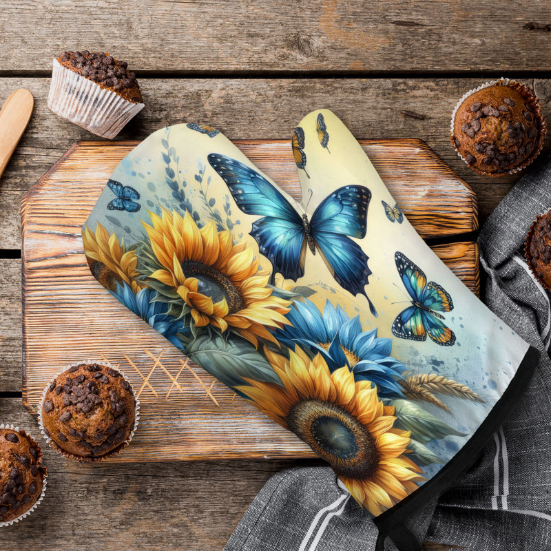 Sunflower & Wings Oven Mitt Cotton Twill