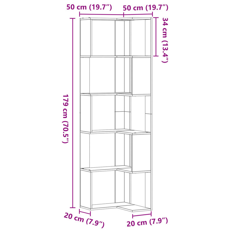 179cm H x 50cm W Standard Bookcase
