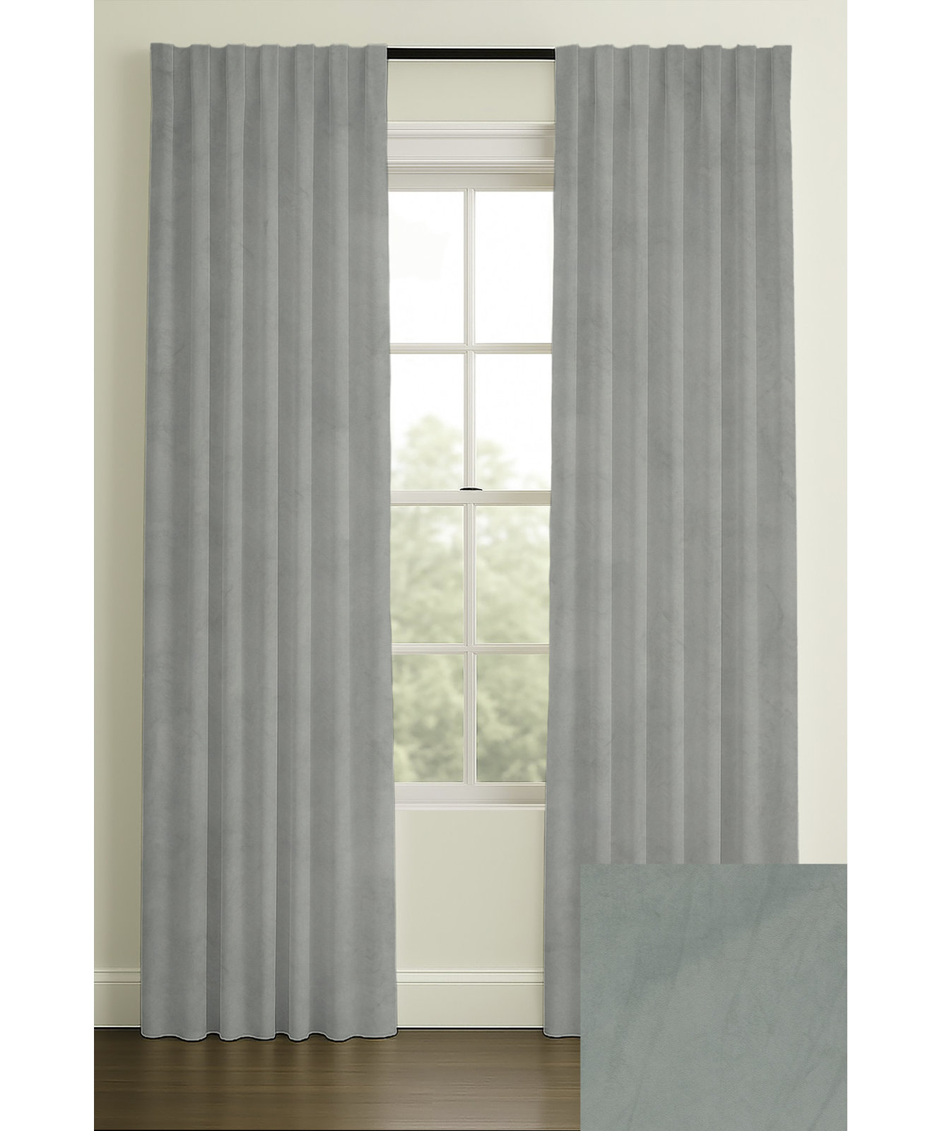 Westcliffe Velvet Curtain in Glacier, 50" W x 96" L, Double, Rod Pocket