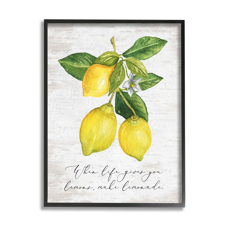 «Life & Lemons Expression on Wood» par impression en lettres et en lignes, H 30 po x l 24 po x P 1,5 po