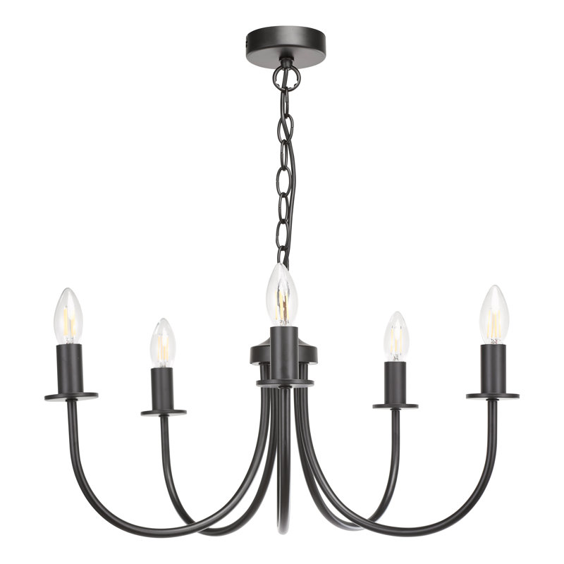 - Light Matt Black Pendant, 154cm H x 58cm W x 58cm D, 5 Lights
