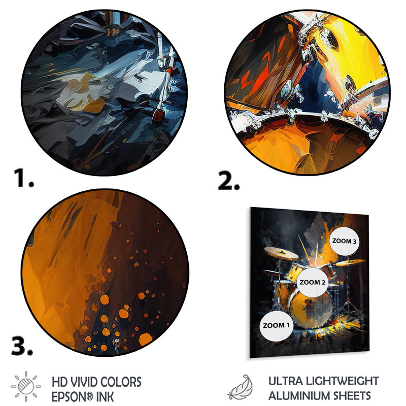 Drums On Stage I - Music Metal Wall Art, 20" H x 12" W