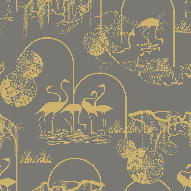Yuki Osada Toile Wallpaper Double Roll, Yellow/Gray