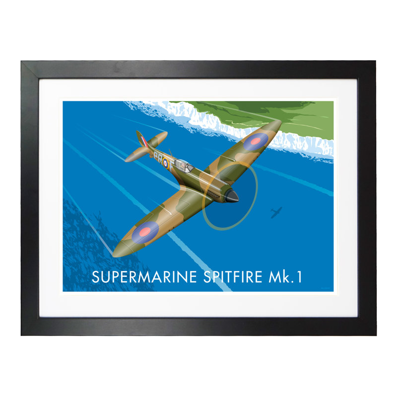 Supermarine Spitfire Mk.1 by Stephen Millership - Print, 33.5cm H x 43.5cm W x 2.2cm D, Black