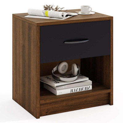 Modern Nightstand Bedside Table With Drawer Open Storage Shelf For Small Spaces Brown by Ebern Designs
