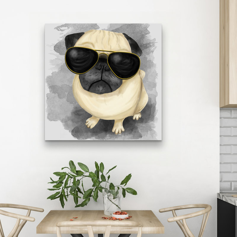 Pug with style - 32"x32" art on canvas