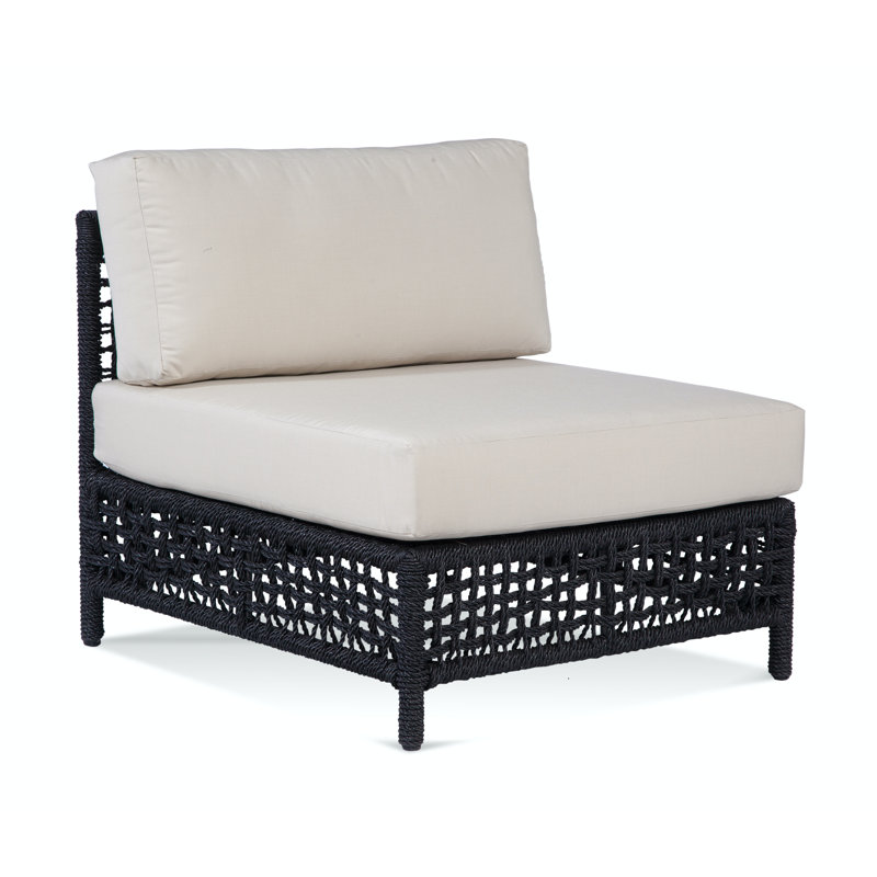 Chaise sans accoudoirs avec coussin Bayside, Noir, Sunbrella bleu foncé; 6345-61