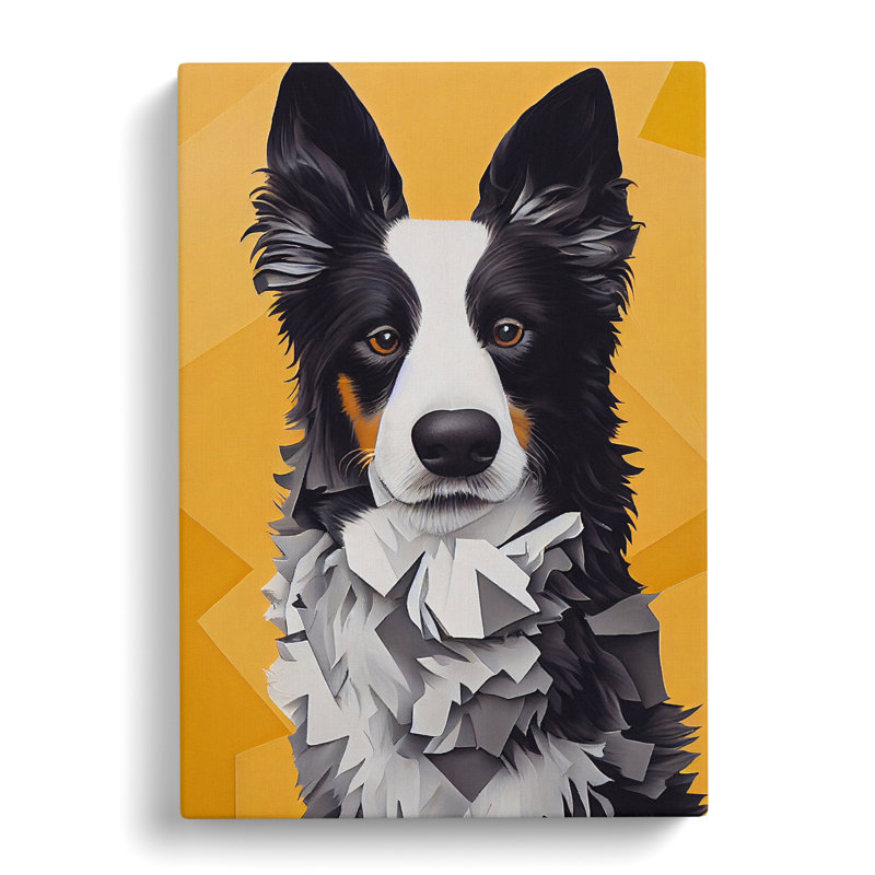 CAN-V0523-280X Border Collie Cubism - Wrapped Canvas Print, 50cm H x 35cm W x 3cm D