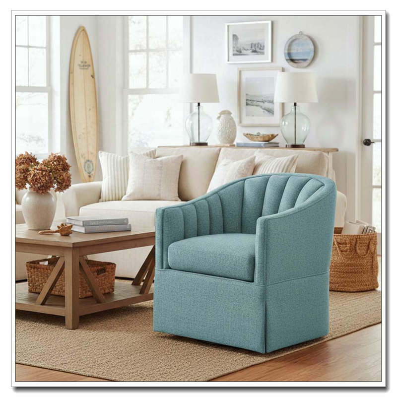Fauteuil d'appoint pivotant à jupe, Bleu clair