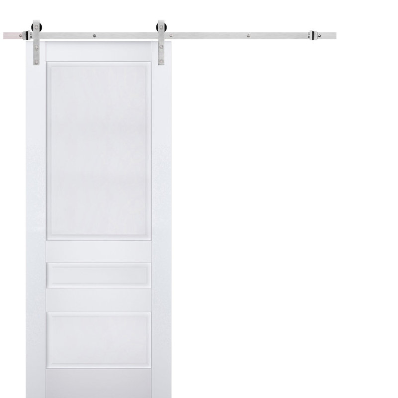Veregio Panelled Wood Barn Door, 30" x 80", Grey