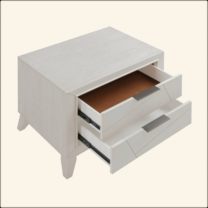 Table de chevet à finition blanche antique avec tiroirs, meubles de chambre à coucher modernes, 1 pièce